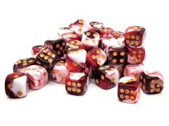 Bag O' D6's 12mm 50ct - Vorpal Blood Red & White